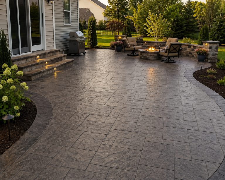 Stamped decorative concrete patio finish in Nashville, TN